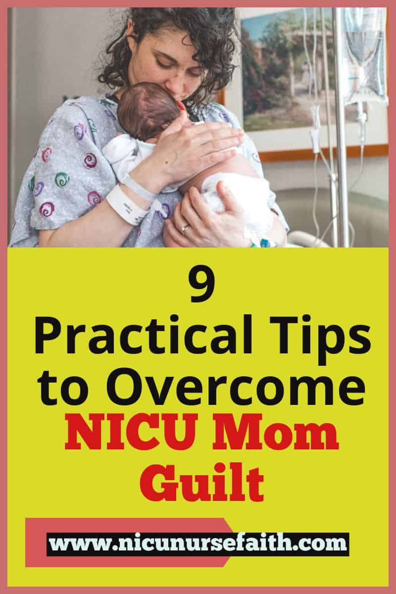 A mom hugging her child and dealing with guilt because she is not able to see her NICU baby.