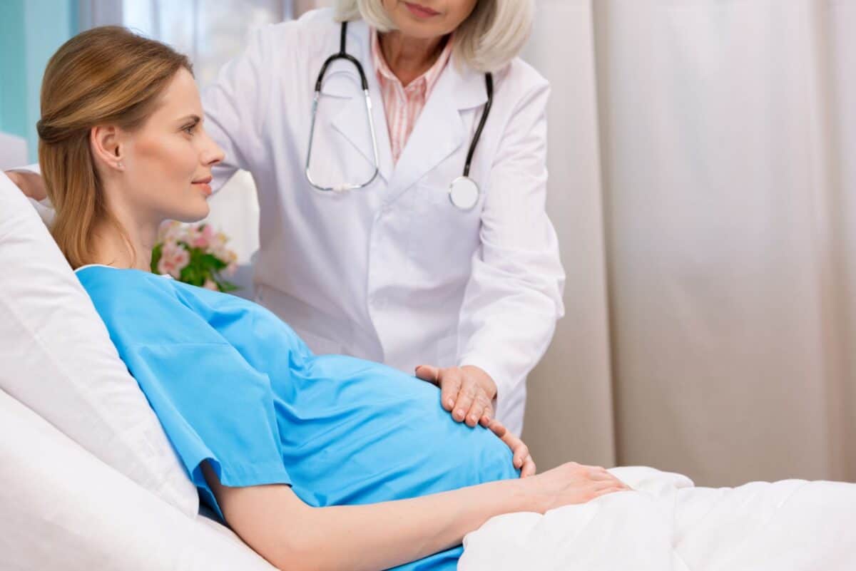 A women hospitalized because of preeclampsia causing a high risk pregnancy